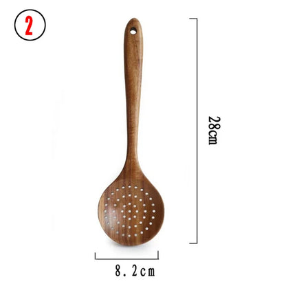 1-7pc teak natural wood tableware