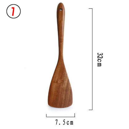 1-7pc teak natural wood tableware