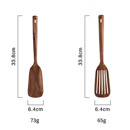 1-7pc teak natural wood tableware